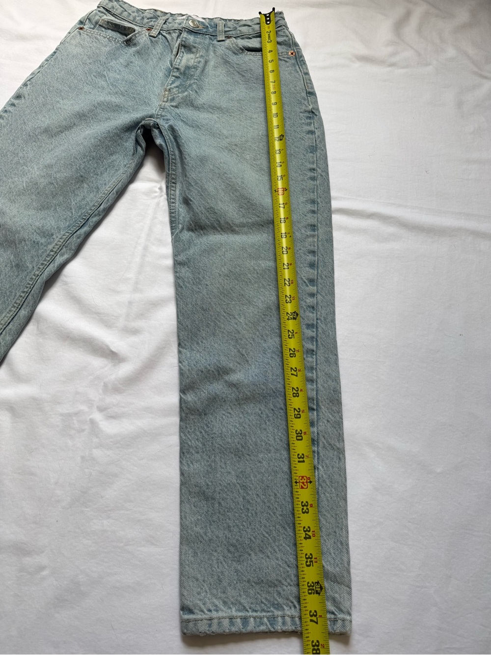 Zara Light Blue Straight Leg High-Rise Jeans - Picture 3 of 7